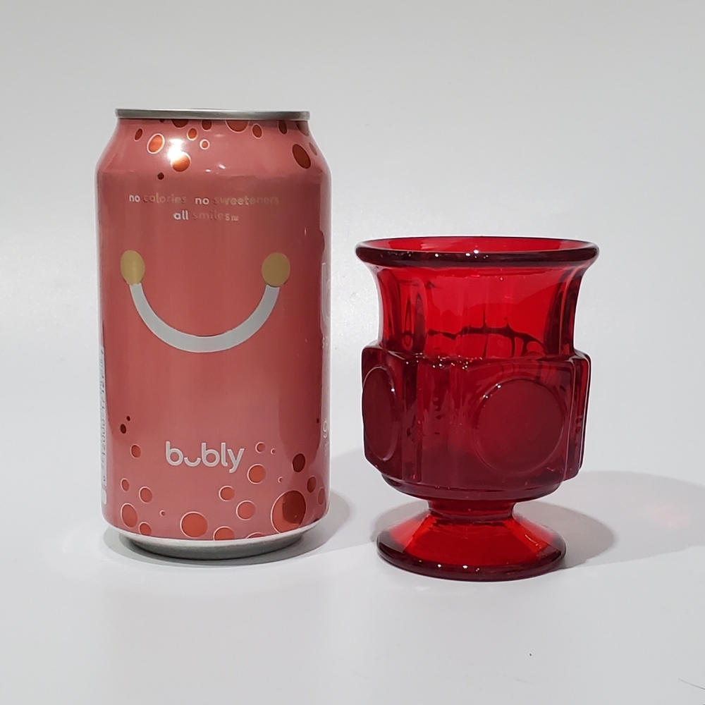 Fostoria Ruby Coin Glass 3 1/2" Toothpick / Footed Cigarette Urn
